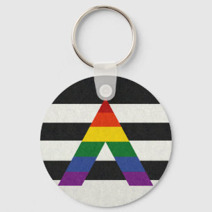 LGBT Ally Pride Flag Coloured Background Key Ring