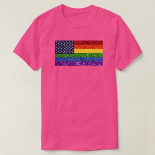 LGBT American Pride Glitter Flag T-Shirt
