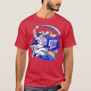 LGBT Astronaut With Rainbow Pride Flag Sitting On  T-Shirt