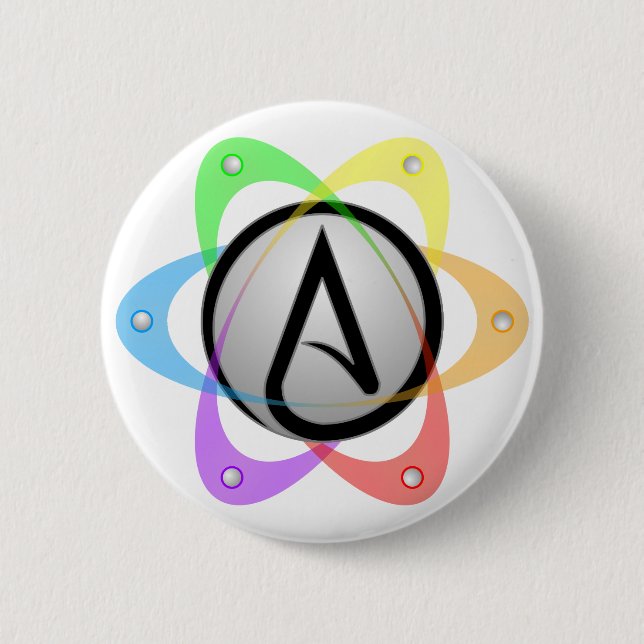 LGBT Atheist Atom Symbol.png 6 Cm Round Badge (Front)