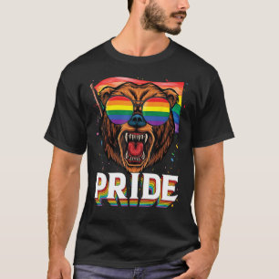 LGBT Bear Gay Pride LGBTQ Rainbow Flag Sunglasses T-Shirt