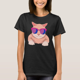 Lgbt Bi Flag Cat Sunglasses Bisexuality Bisexual T-Shirt