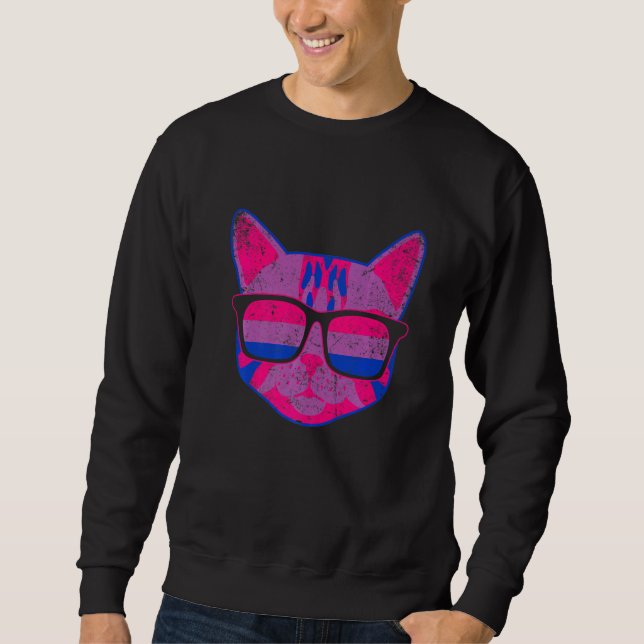 Lgbt Bi Pride Bisexuality Cat Animal Queer Bisexua Sweatshirt (Front)