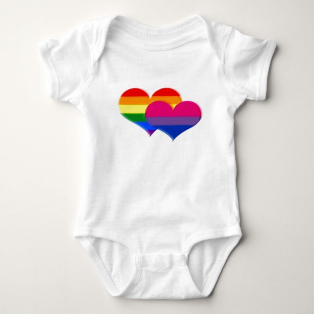 LGBT Bi Pride Pastel Hearts Baby Bodysuit (Front)