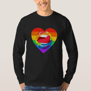 LGBT Bi Pride Proud Bisexual Lips Heart Flag LGBTQ T-Shirt