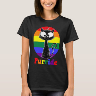 LGBT Black Cat  Purride Rainbow Flag Gay Pride Cat T-Shirt