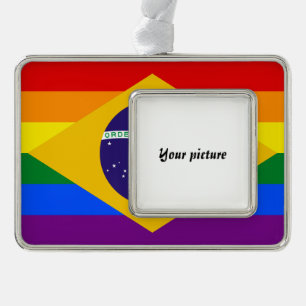 LGBT Brazil Silver Plated Framed Ornament