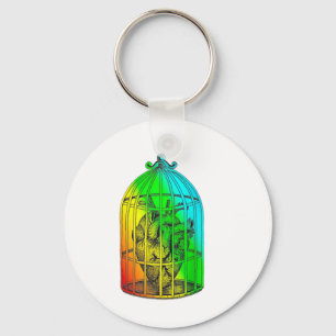 Lgbt Caged Heart Valentines Tattoo Rainbow Design Key Ring