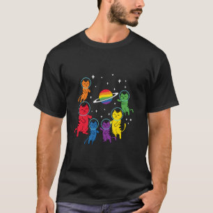 LGBT Cat Astronaut Transgender Rainbow Gay Pride L T-Shirt