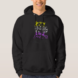 Lgbt Cat Dj Music Third Gender Queer Pride Non Bi Hoodie