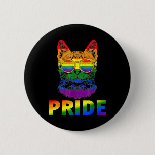 LGBT Cat Gay Pride LGBTQ Rainbow Flag Cool Sunglas 6 Cm Round Badge