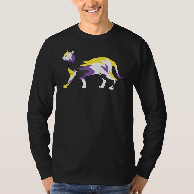 Lgbt Cat Nonbinary Flag Queer Third Gender Pride N T-Shirt (Front)