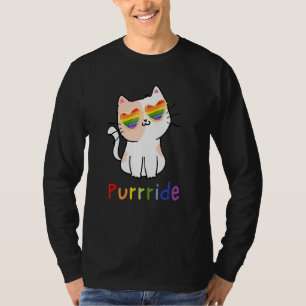 Lgbt Cat Purride Pride Tee Rainbow Flower Gay Pri