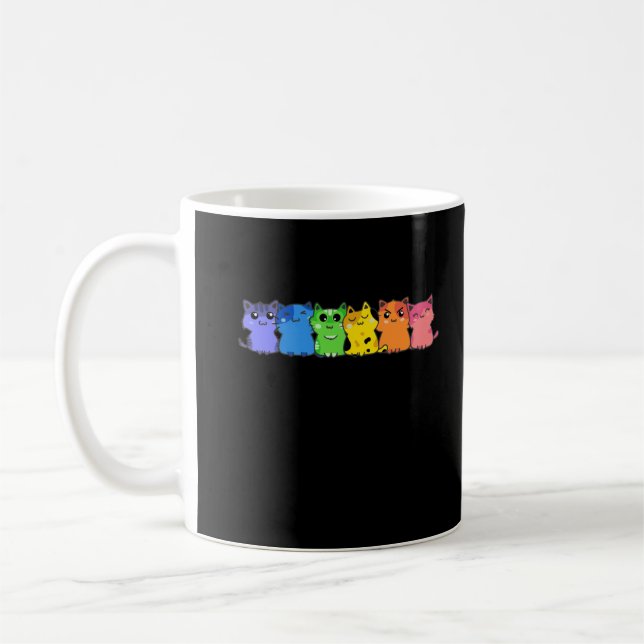 LGBT Cat Rainbow Gay Lesbian Colourful Kitty Coffee Mug (Left)