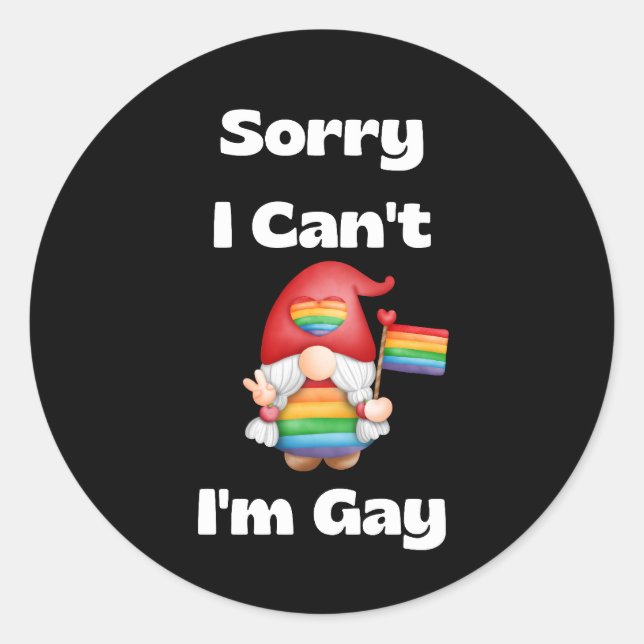 LGBT Colourful Rainbow Sorry I Can't I'm Gay  Classic Round Sticker (Front)