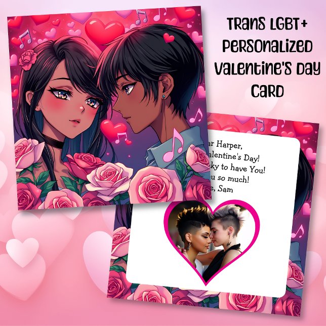 LGBT Couple Anime Personalised Valentine's Day Card (Creator Uploaded)