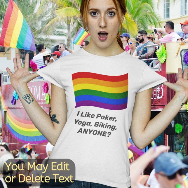LGBT Custom Text Rainbow Flag Gay Pride Flag Funny T-Shirt (Creator Uploaded)