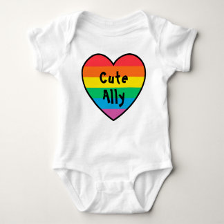 LGBT Cute Ally | Rainbow Pride Heart Pride Baby | Bodysuit
