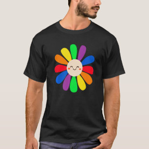 Lgbt Daisy Flower Smile Face Rainbow Lgbt Gay Pri T-Shirt
