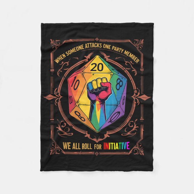 Lgbt Dnd Shirt When Someone Attacks One Party Memb Fleece Blanket (Front)