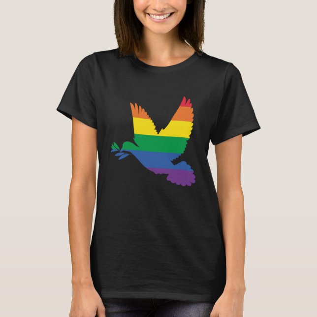 LGBT Dove World Peace Pride Peace Dove T-Shirt (Front)