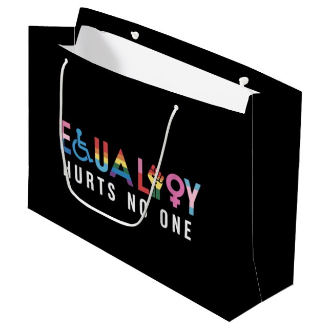 Lgbt Equality Hurts No One Pride Human Rights Large Gift Bag (Front Angled)
