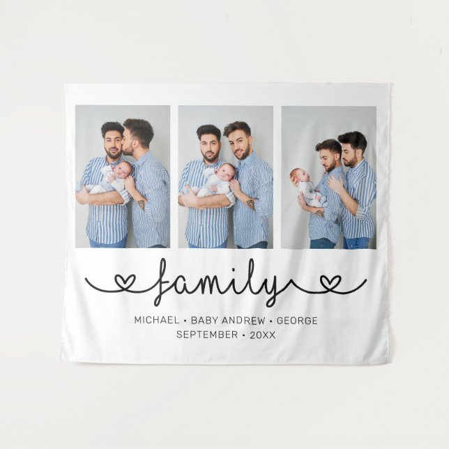LGBT Family Photo Template Personalised Text Tapestry (Front (Horizontal))