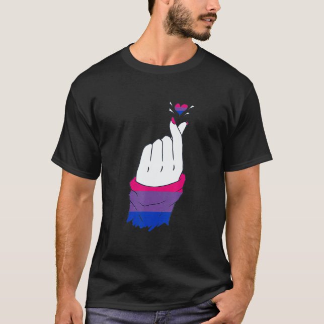 LGBT Finger Heart Bisexual LGBTQ Bisexual Flag Bis T-Shirt (Front)