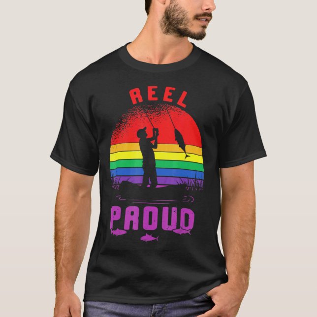 Lgbt Fishing Reel Proud Gay Angler Retro Queer Pri T-Shirt (Front)