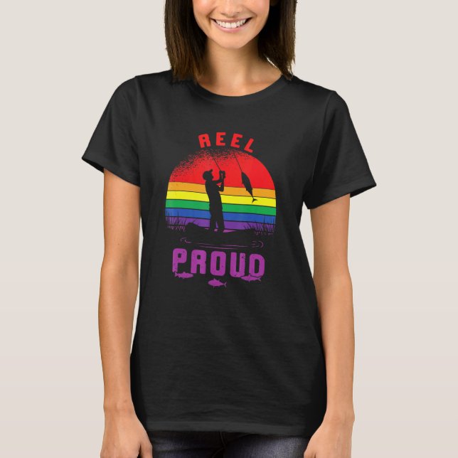 Lgbt Fishing Reel Proud Gay Angler Retro Queer Pri T-Shirt (Front)