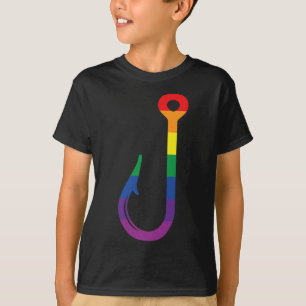 Lgbt Flag Fishing Hook Gay Angler Queer Pride Rain T-Shirt