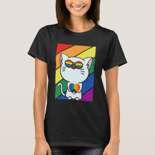 LGBT Flag Gay Pride Month Rainbow Cute Cat With LG T-Shirt