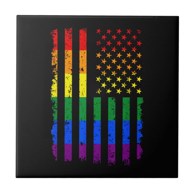 LGBT Flag Gay Pride Month Transgender Tile (Front)