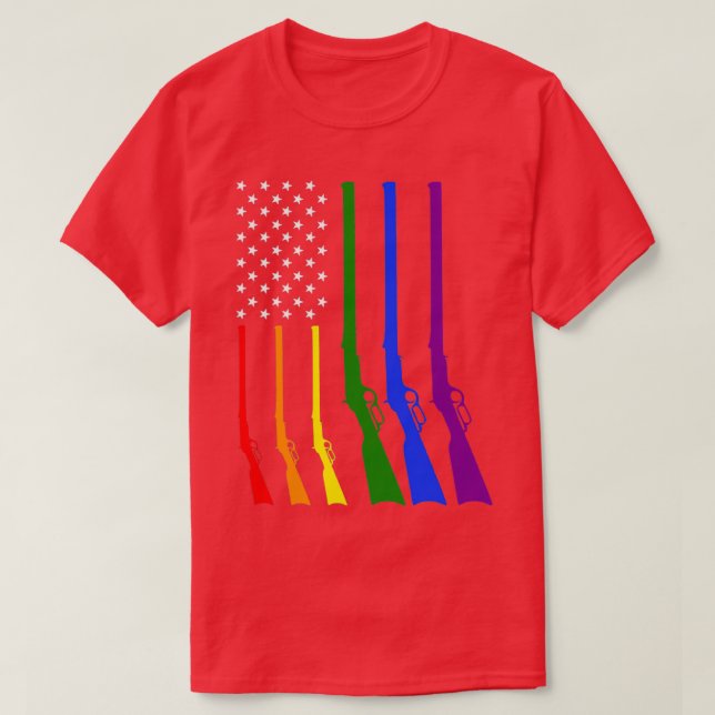 Lgbt Flag Hunting Gay Pride America T-Shirt (Design Front)