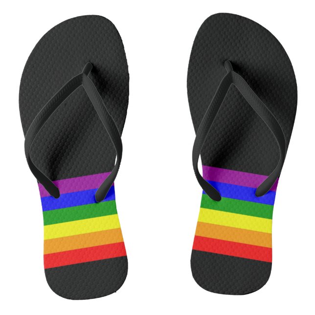 LGBT Flag on Black Jandals (Footbed)
