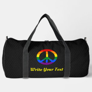 LGBT flag peace sign  Duffle Bag