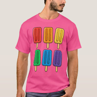 Lgbt Flag Popsicles 4th July Popsicles Usa Flag In T-Shirt
