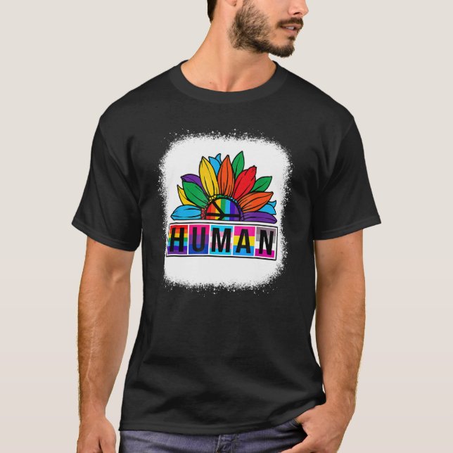Lgbt Flag Rainbow Lesbian Gay Pride Month Sunflowe T-Shirt (Front)