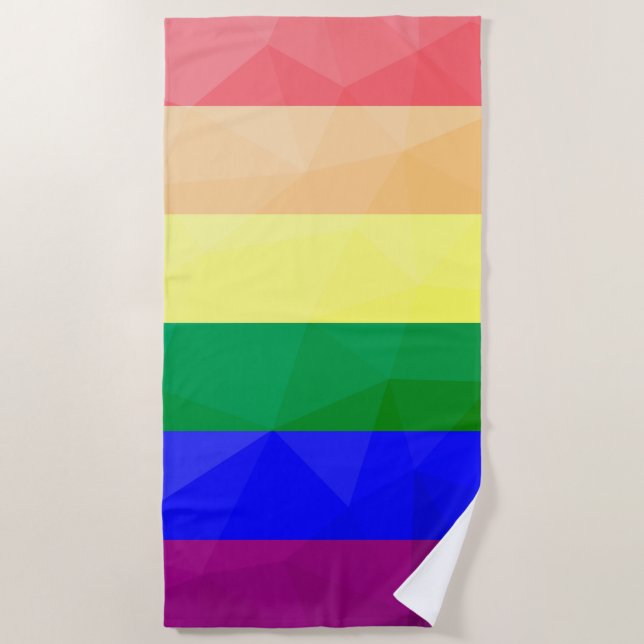 LGBT flag rainbow lines geometric mesh pattern Beach Towel (Front)