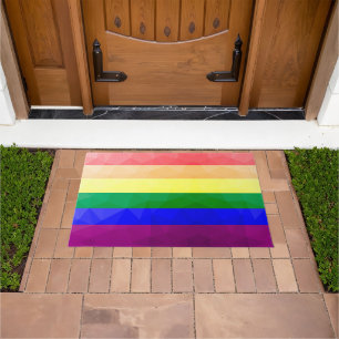LGBT flag rainbow lines geometric mesh pattern Doormat
