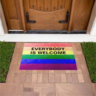 LGBT flag rainbow lines geometric mesh pattern Doormat