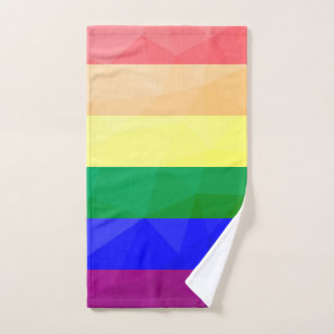 LGBT flag rainbow lines geometric mesh pattern Hand Towel