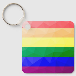 LGBT flag rainbow lines geometric mesh pattern Key Ring