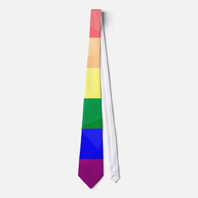 LGBT flag rainbow lines geometric mesh pattern Tie (Front)