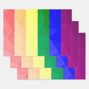 LGBT flag rainbow lines geometric mesh pattern Wrapping Paper Sheet