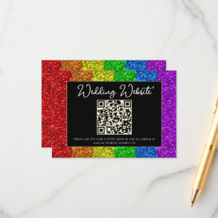 LGBT flag rainbow sparkles gay lesbian wedding Enclosure Card