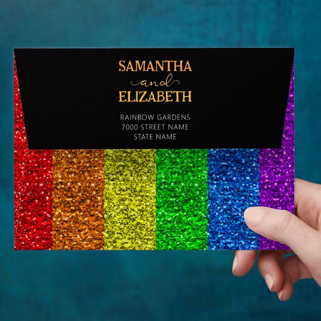 LGBT flag rainbow sparkles gay lesbian wedding Envelope (Hand)