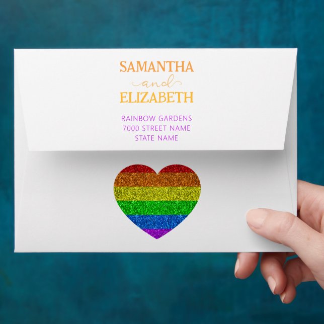 LGBT flag rainbow sparkles gay lesbian wedding Envelope (Hand)