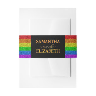 LGBT flag rainbow sparkles gay lesbian wedding Invitation Belly Band