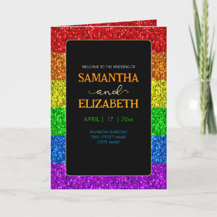 LGBT flag rainbow sparkles gay lesbian wedding Programme